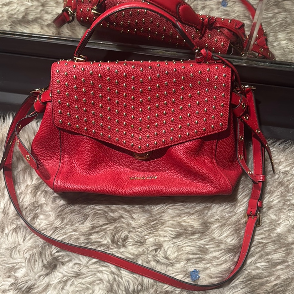 Red Studded Handbag Michael Kors (never used)